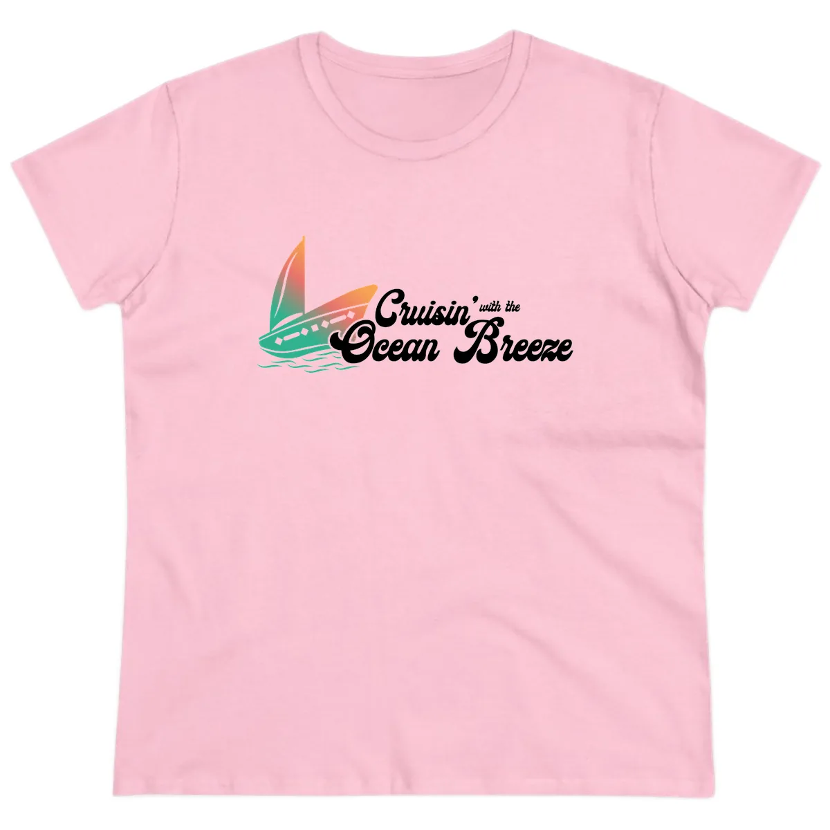 Cruisin' With The Ocean Breeze Ladies Tee in Light Pink