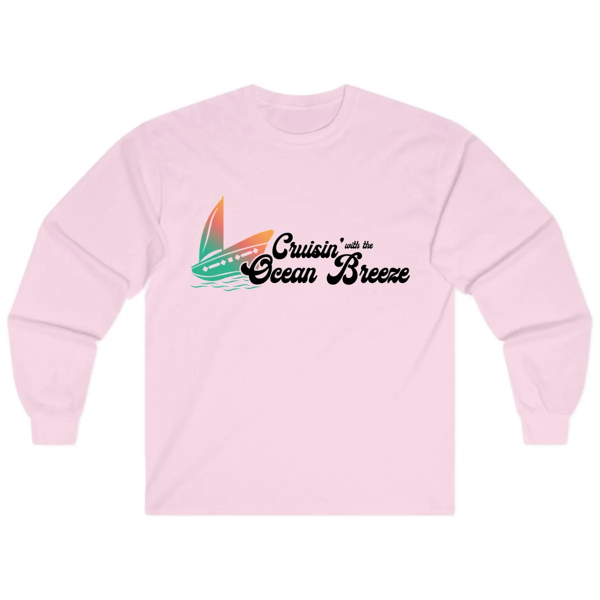 Cruisin' With The Ocean Breeze Long Sleeve in Light Pink