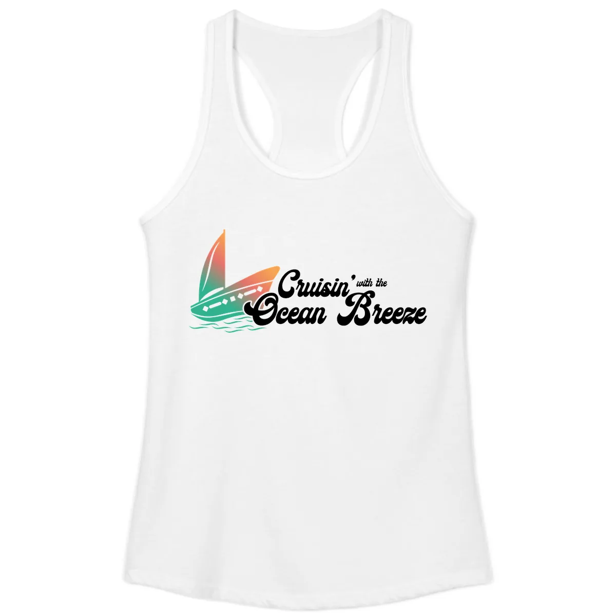 Cruisin' With The Ocean Breeze Ladies Tank in White