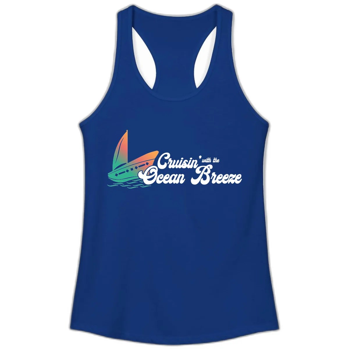 Cruisin' With The Ocean Breeze Ladies Tank in Solid Royal