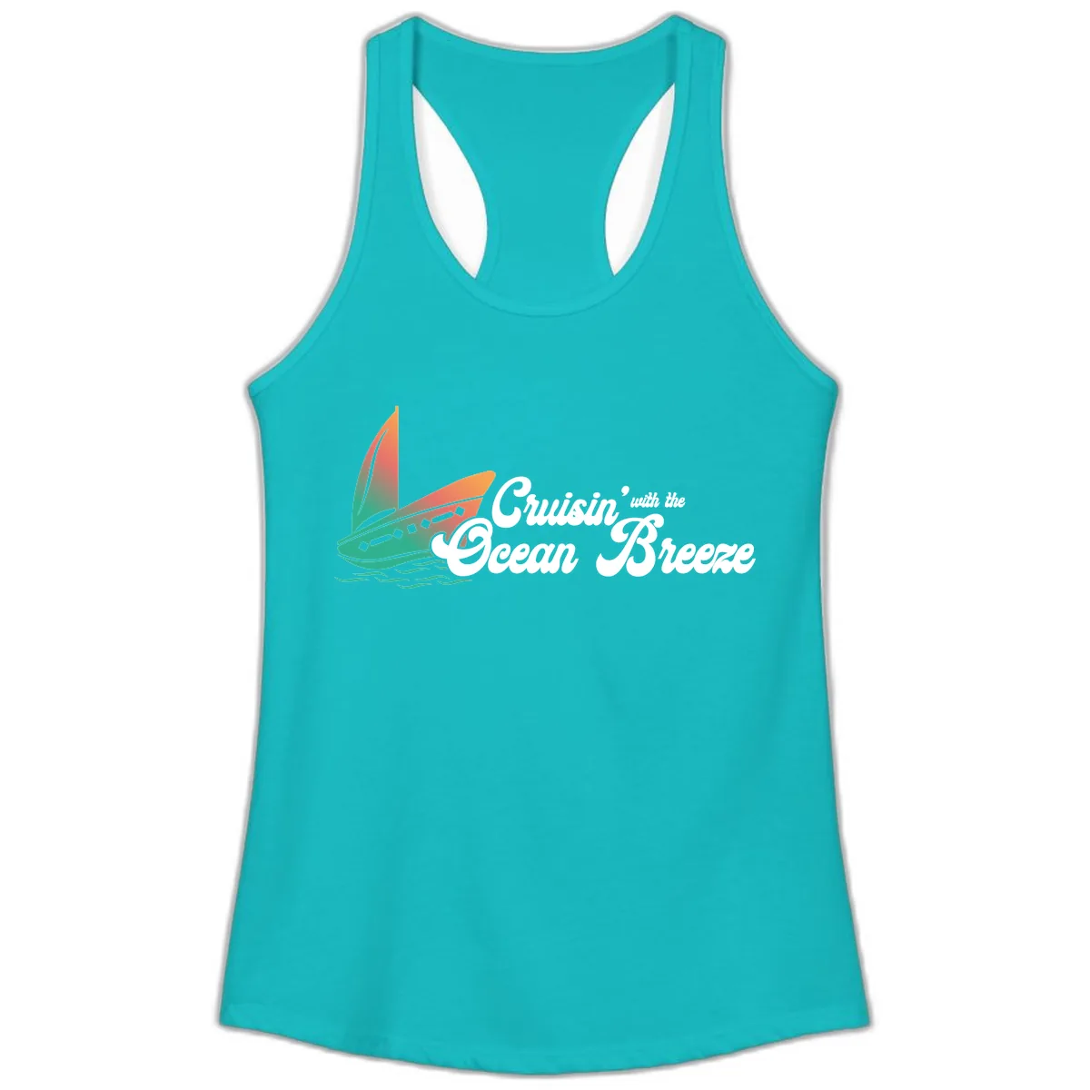 Cruisin' With The Ocean Breeze Ladies Tank in Tahiti Blue