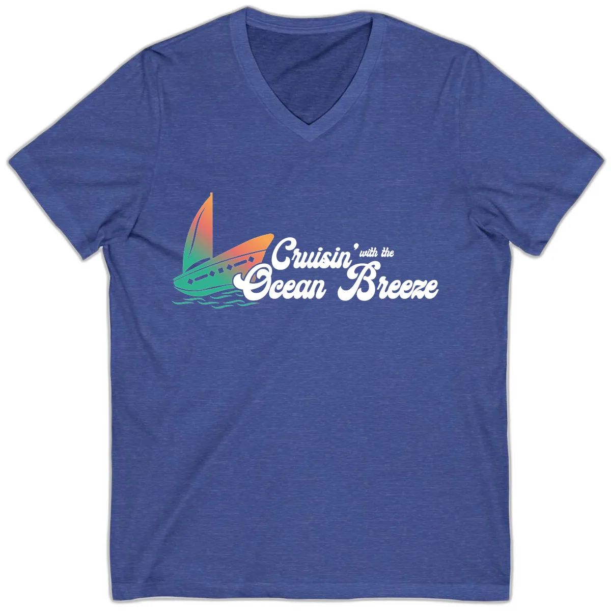 Cruisin' With The Ocean Breeze V-Neck in Heather True Royal