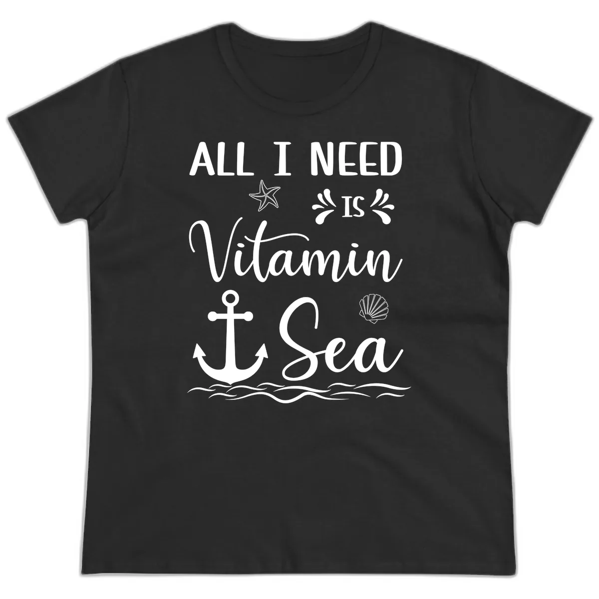 All I Need Is Vitamin Sea Ladies Tee in Black