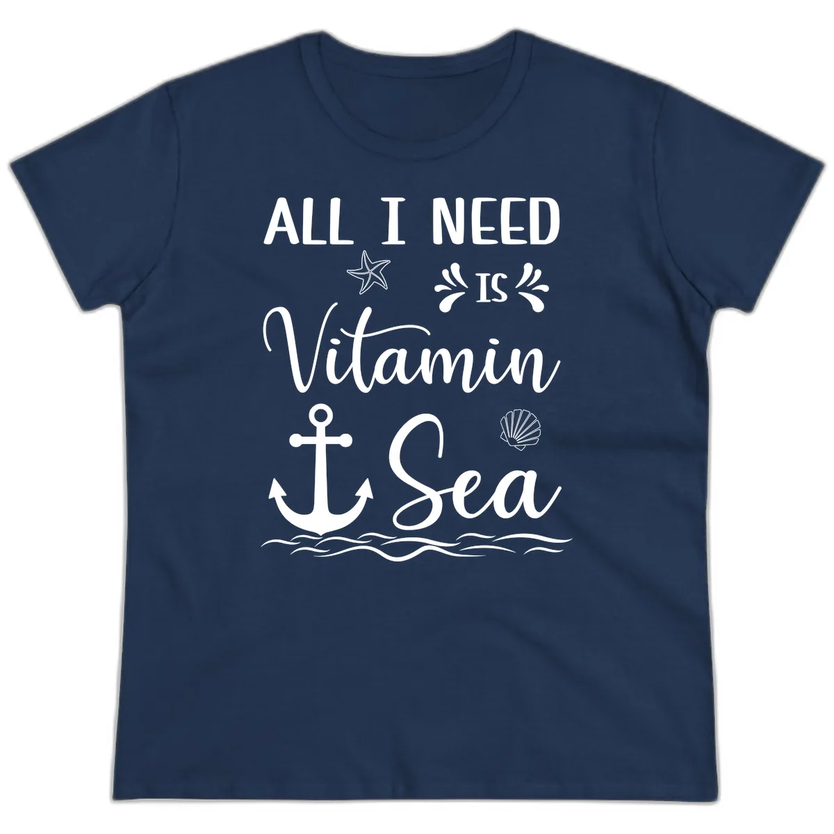All I Need Is Vitamin Sea Ladies Tee in Navy