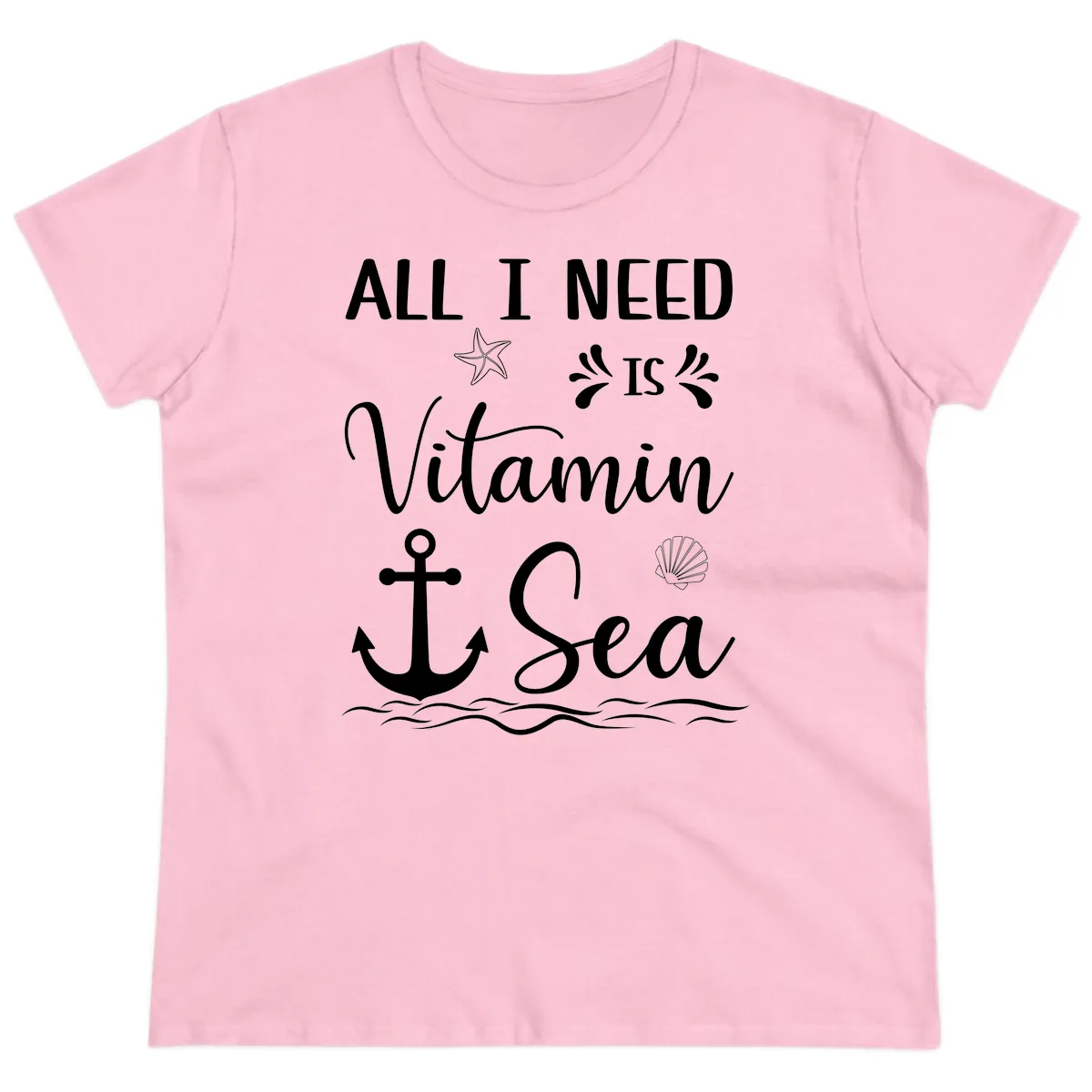 All I Need Is Vitamin Sea Ladies Tee in Light Pink