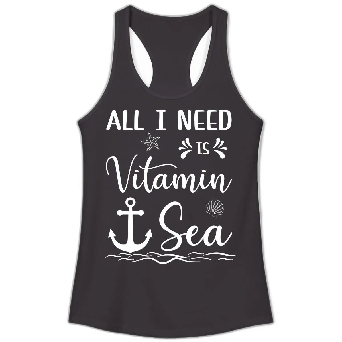 All I Need Is Vitamin Sea Ladies Tank in Black