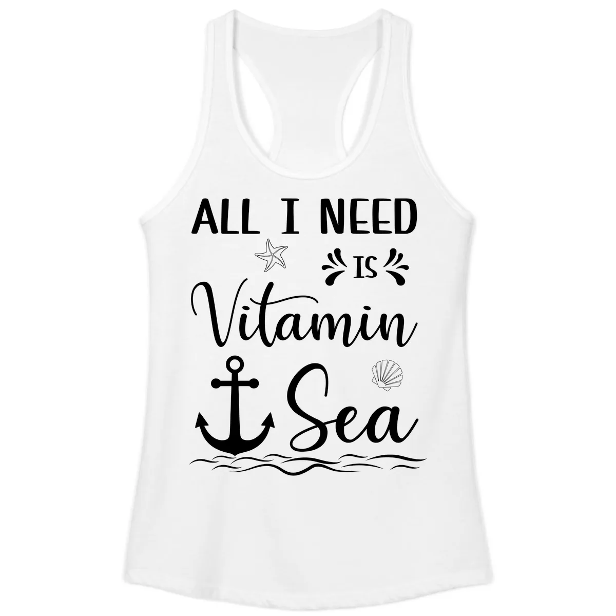 All I Need Is Vitamin Sea Ladies Tank in White