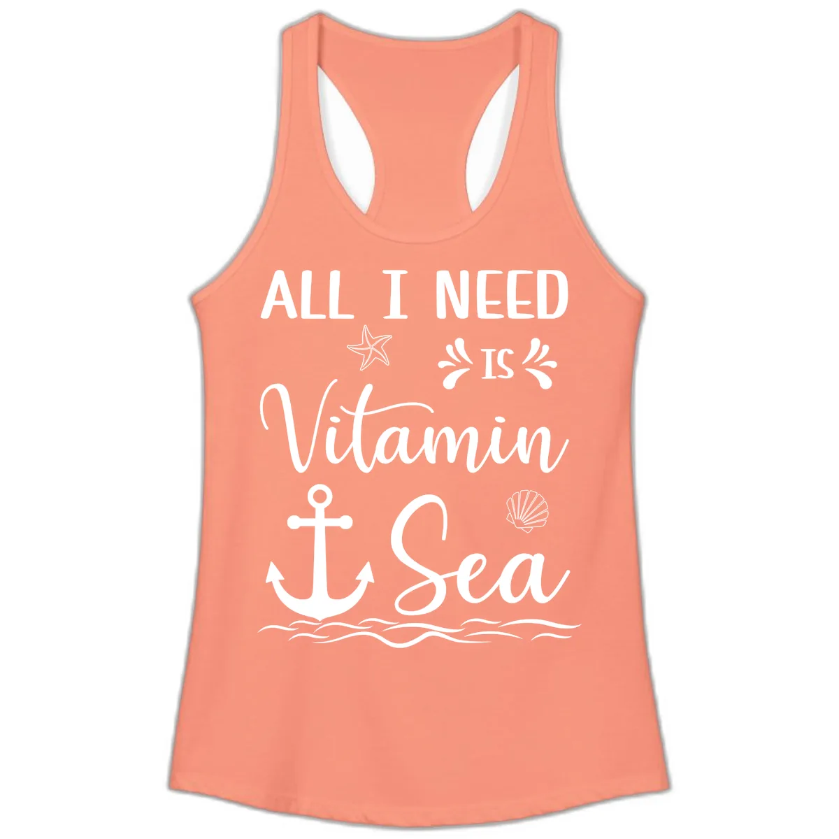 All I Need Is Vitamin Sea Ladies Tank in Solid Light Orange