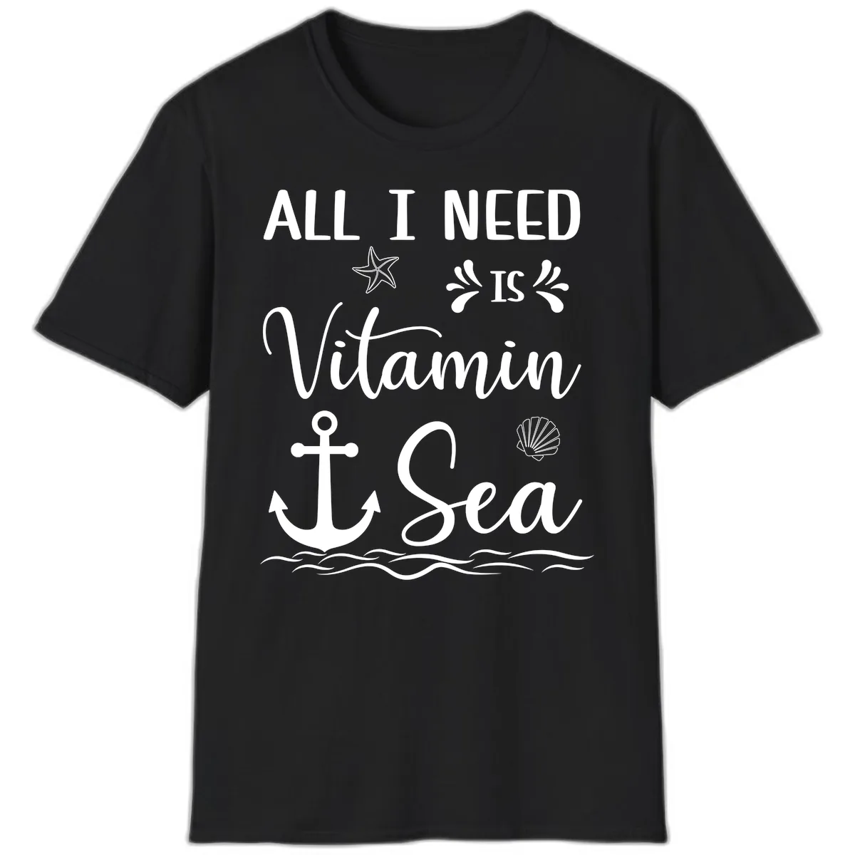 All I Need Is Vitamin Sea T-Shirt in Black