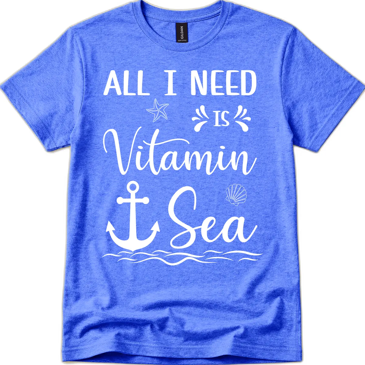 All I Need Is Vitamin Sea T-Shirt in Heather Royal