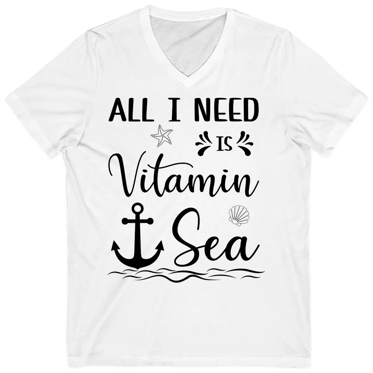 All I Need Is Vitamin Sea V-Neck in White