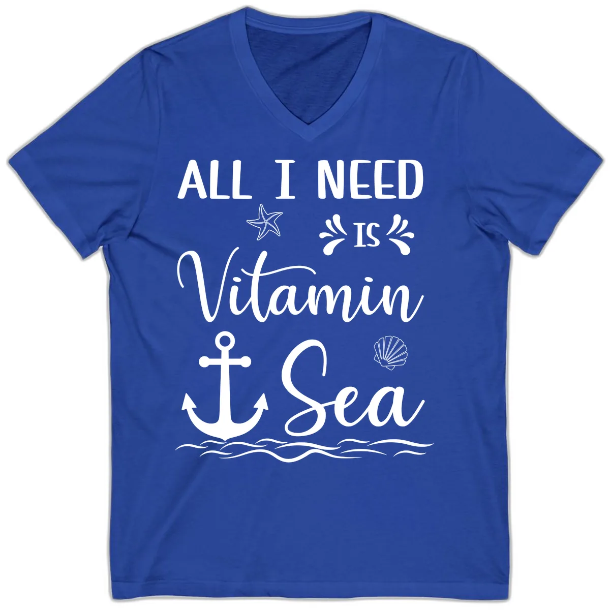 All I Need Is Vitamin Sea V-Neck in True Royal