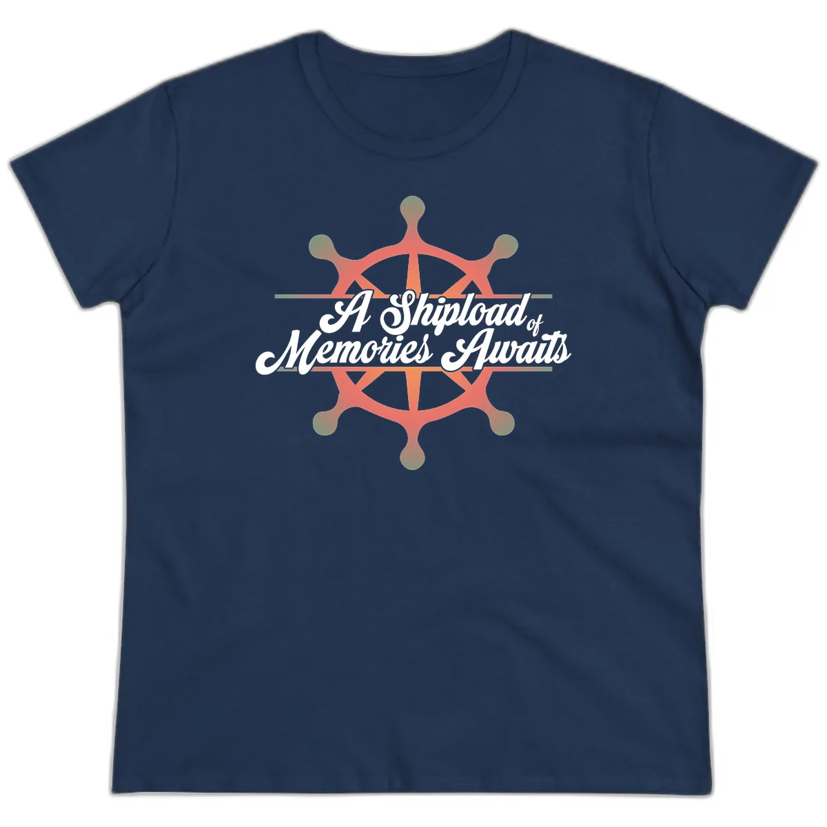 A Shipload Of Memories Awaits Ladies Tee in Navy