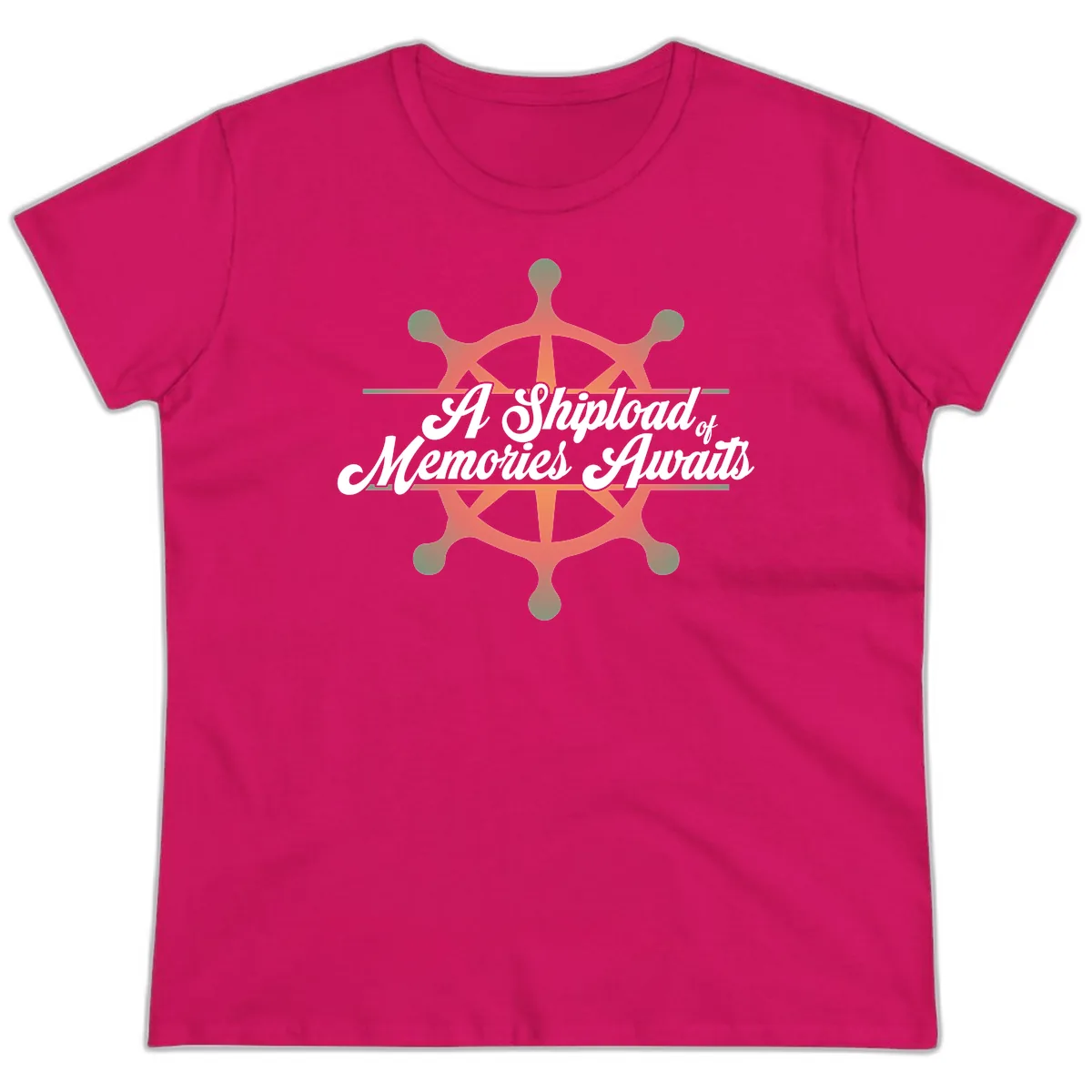 A Shipload Of Memories Awaits Ladies Tee in Heliconia