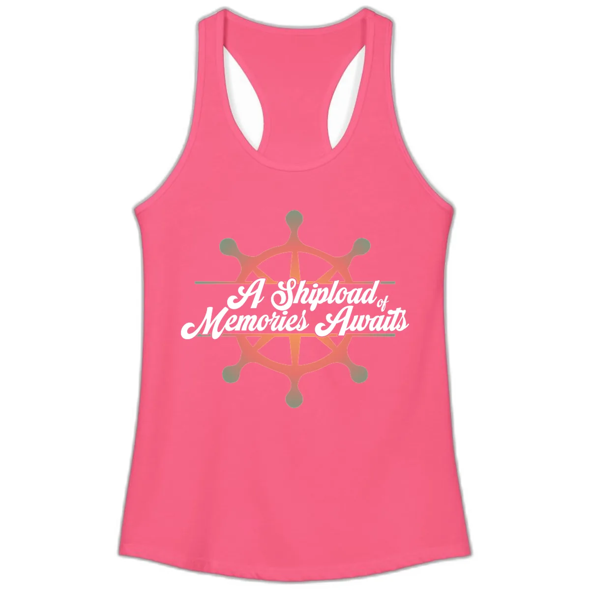 A Shipload Of Memories Awaits Ladies Tank in Solid Hot Pink