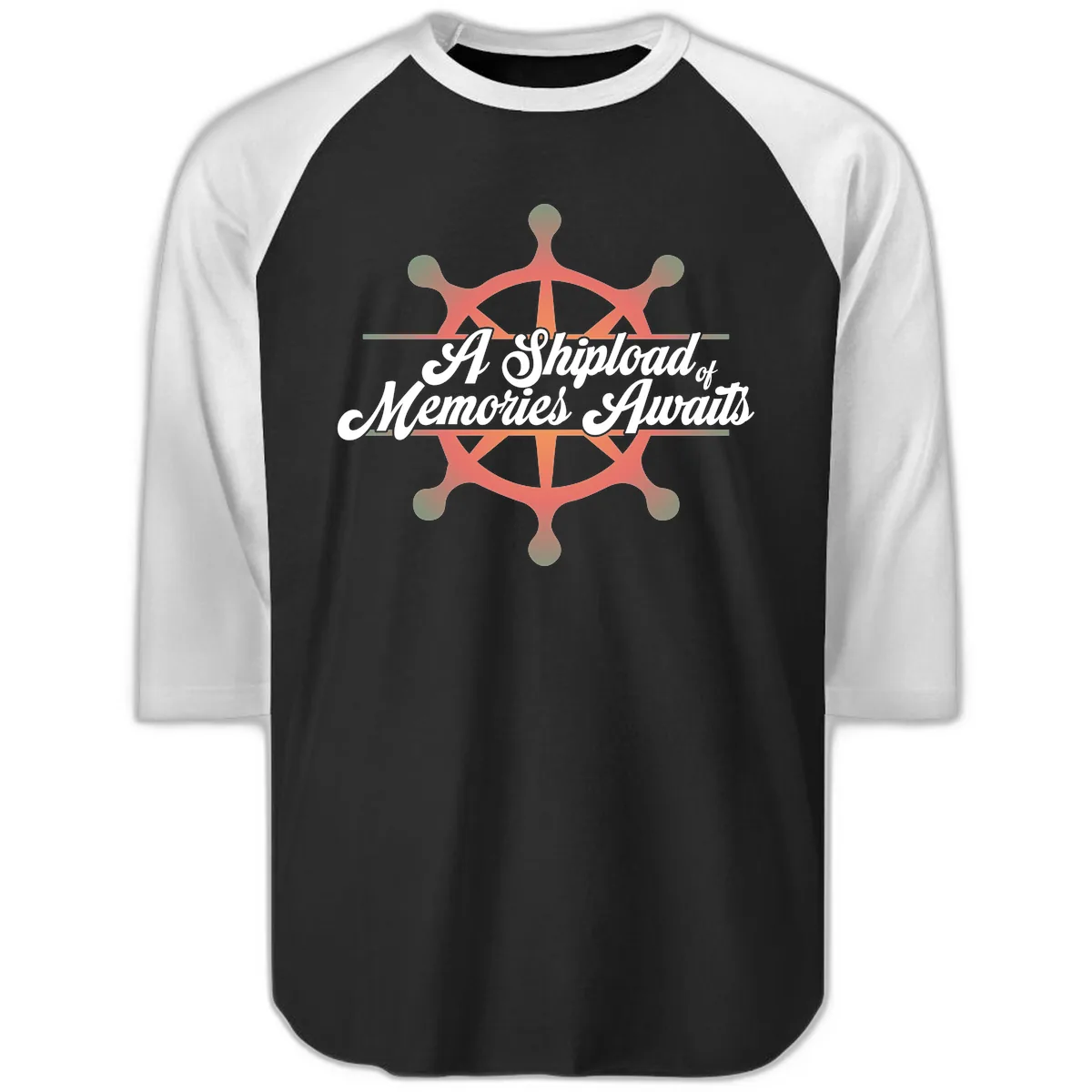 A Shipload Of Memories Awaits Raglan 3/4 in Black White