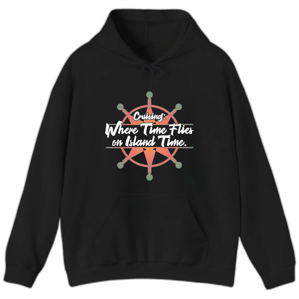 Cruising: Where Time Flies on Island Time Hoodie in Black