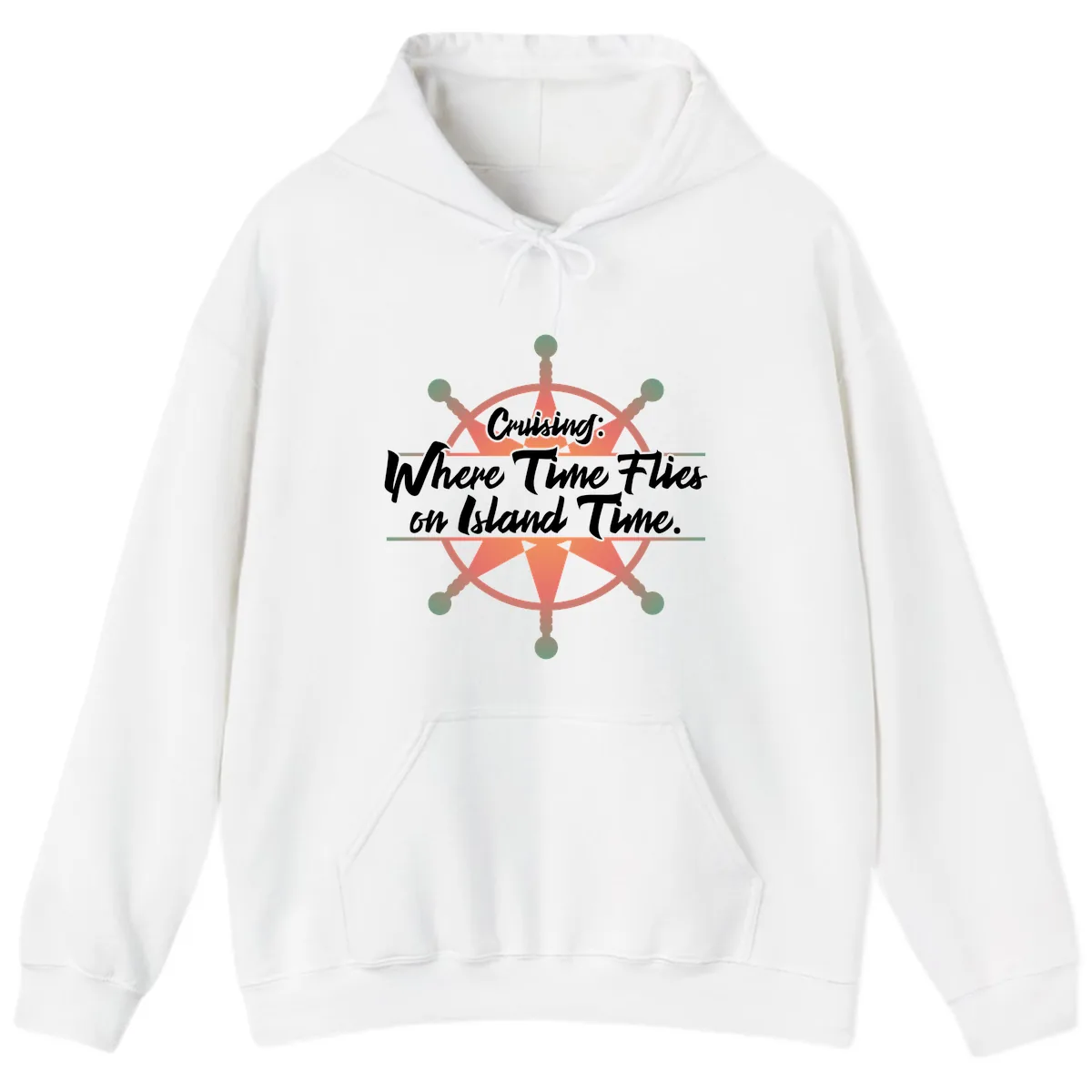Cruising: Where Time Flies on Island Time Hoodie in White