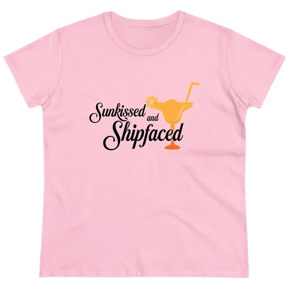 Sunkissed And Shipfaced Ladies Tee in Light Pink