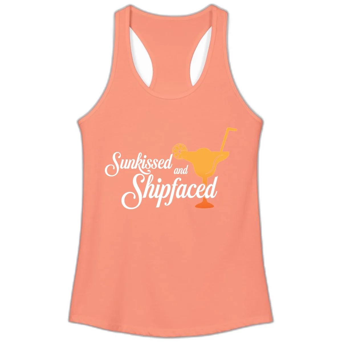 Sunkissed And Shipfaced Ladies Tank in Solid Light Orange