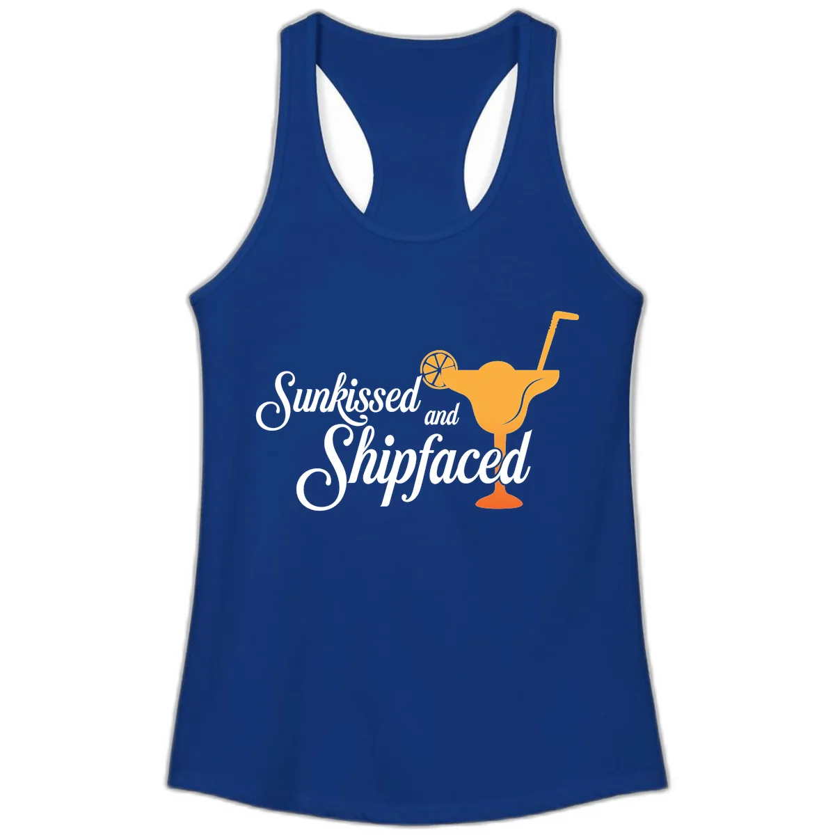 Sunkissed And Shipfaced Ladies Tank in Solid Royal