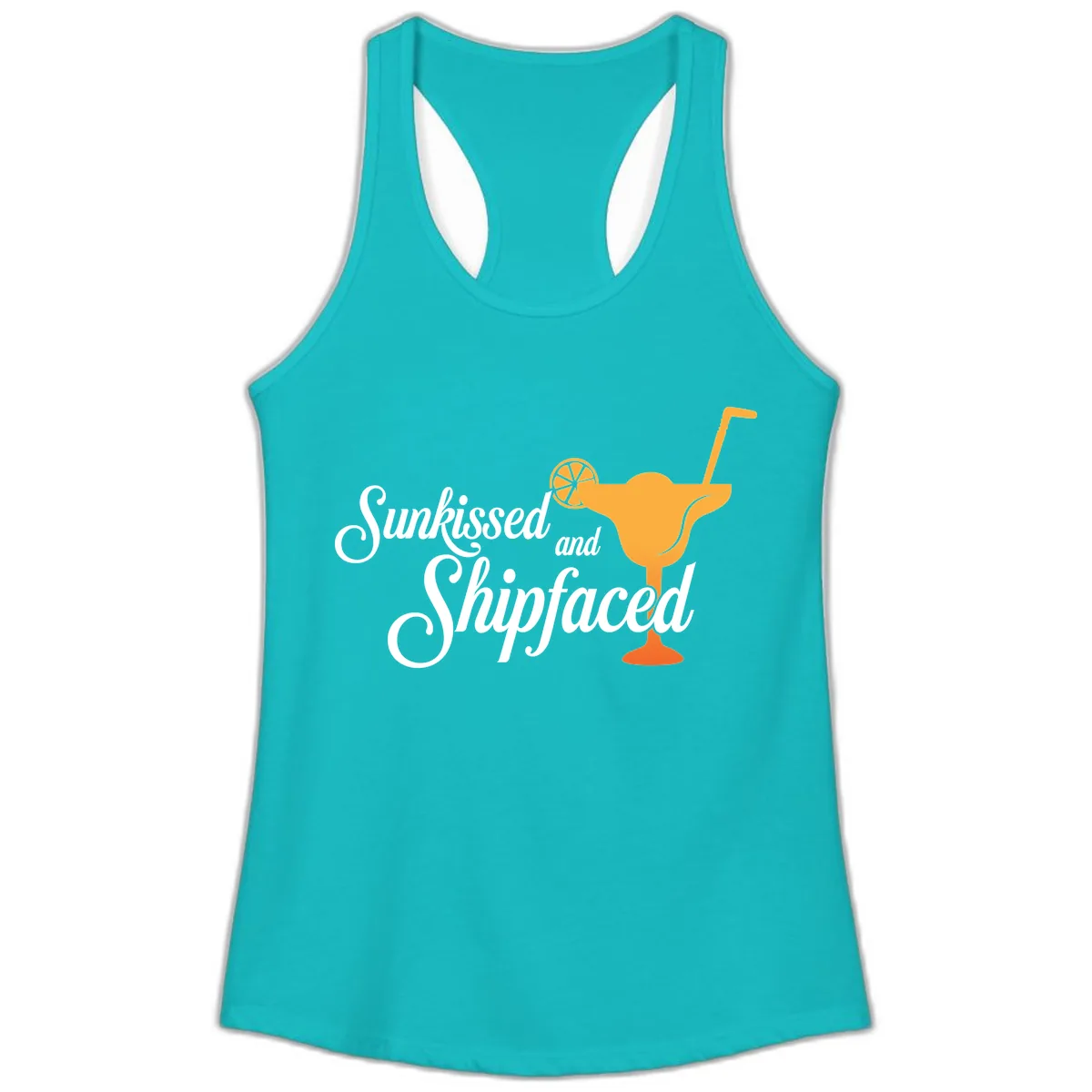 Sunkissed And Shipfaced Ladies Tank in Tahiti Blue