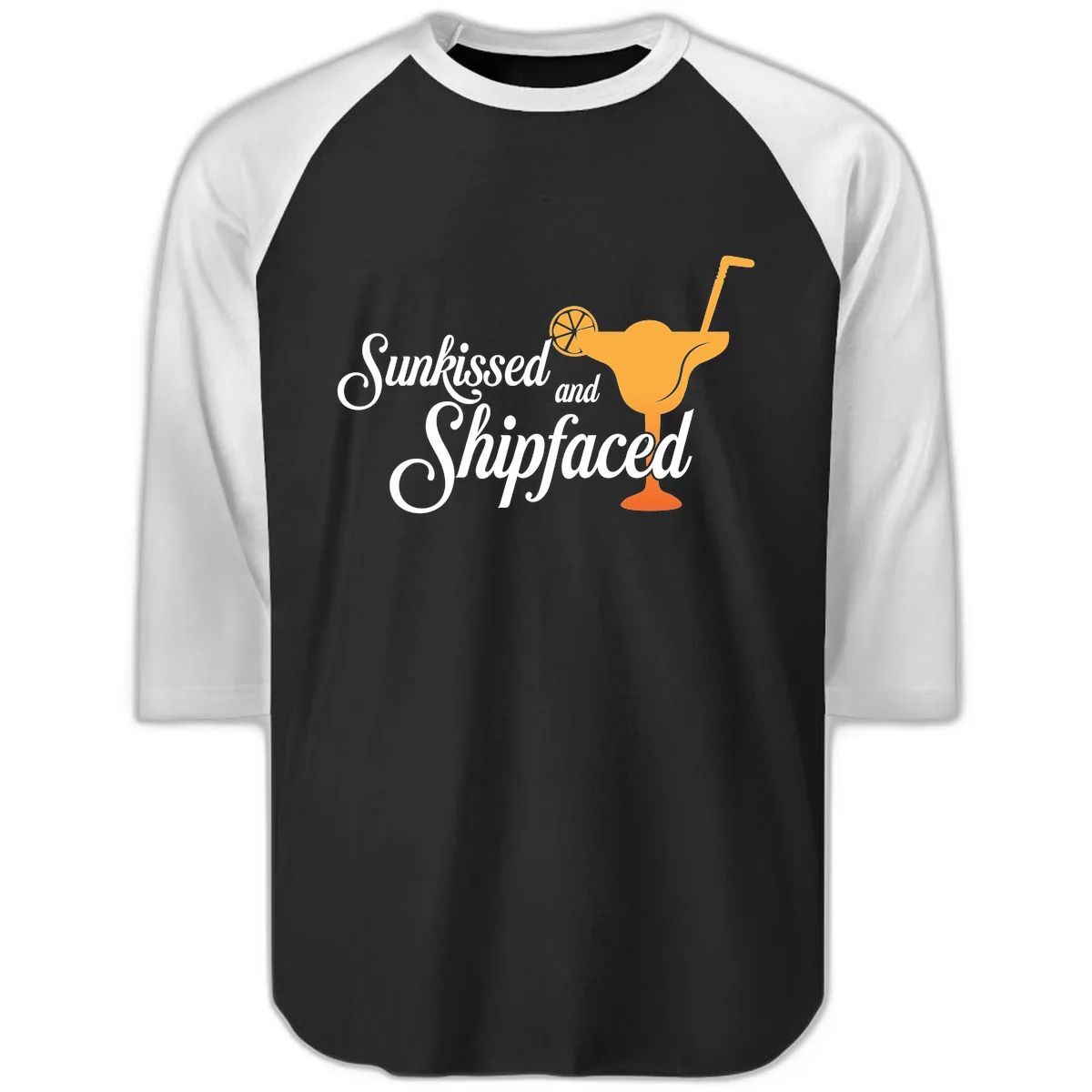 Sunkissed And Shipfaced Raglan 3/4 in Black White