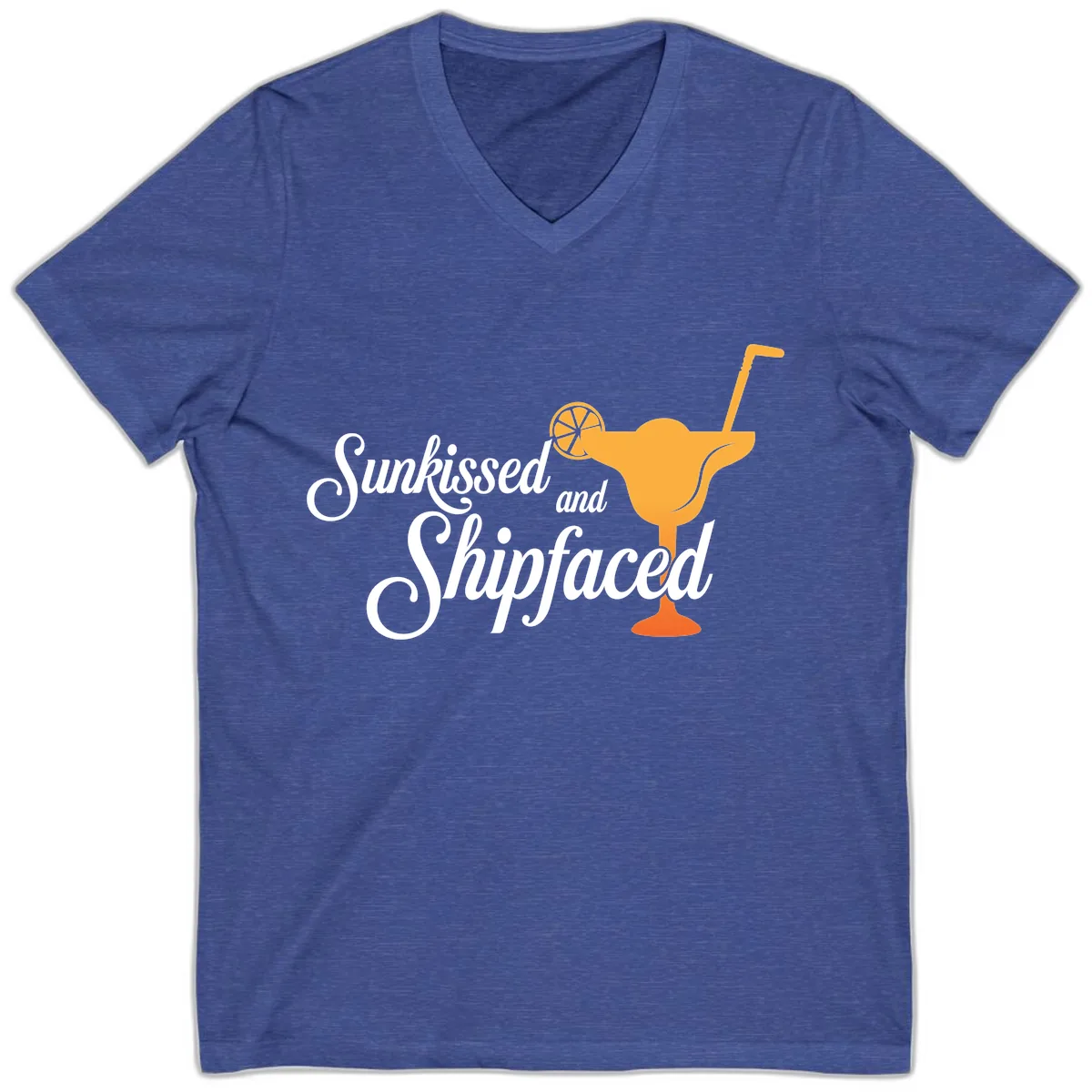 Sunkissed And Shipfaced V-Neck in Heather True Royal