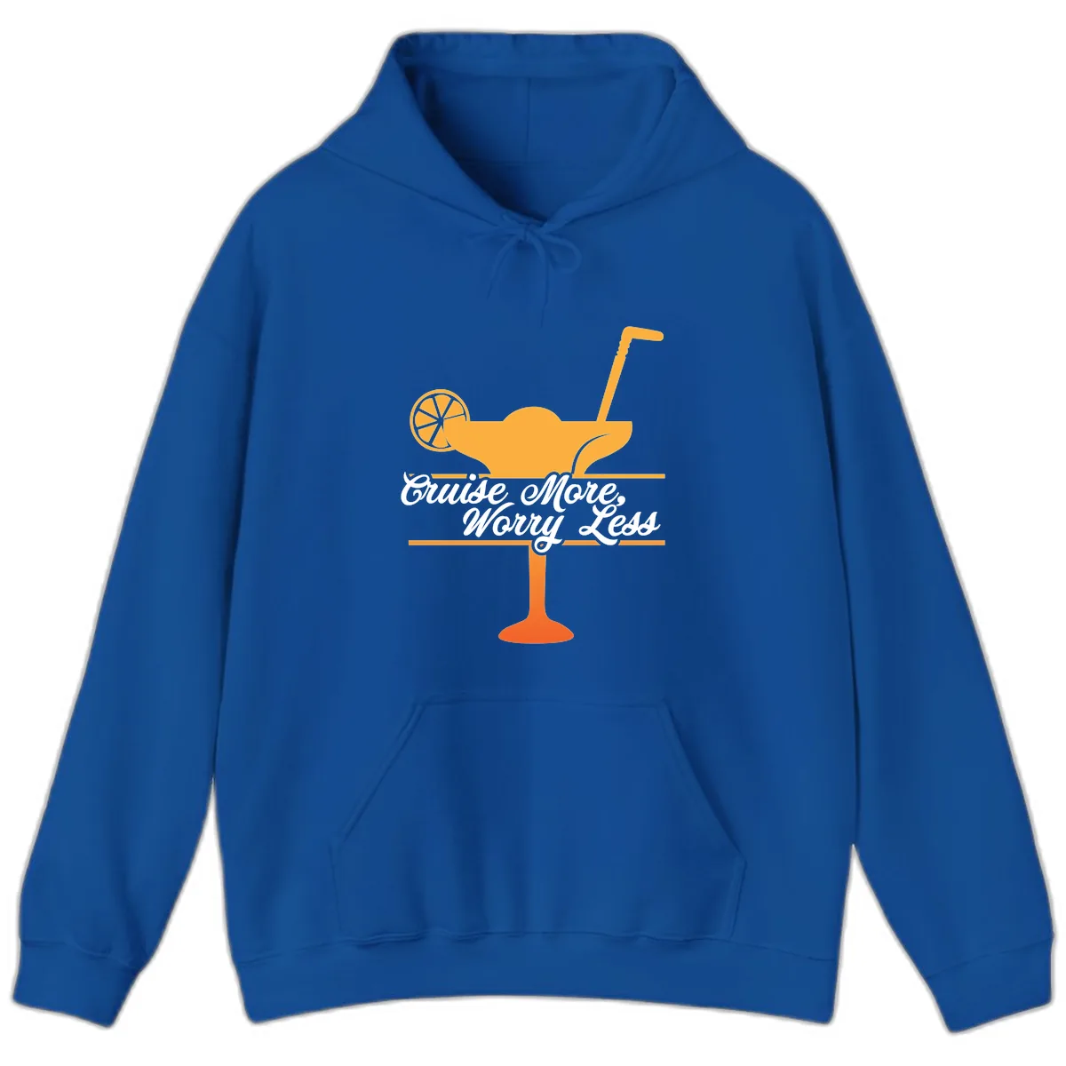 Cruise More, Worry Less Hoodie in Royal