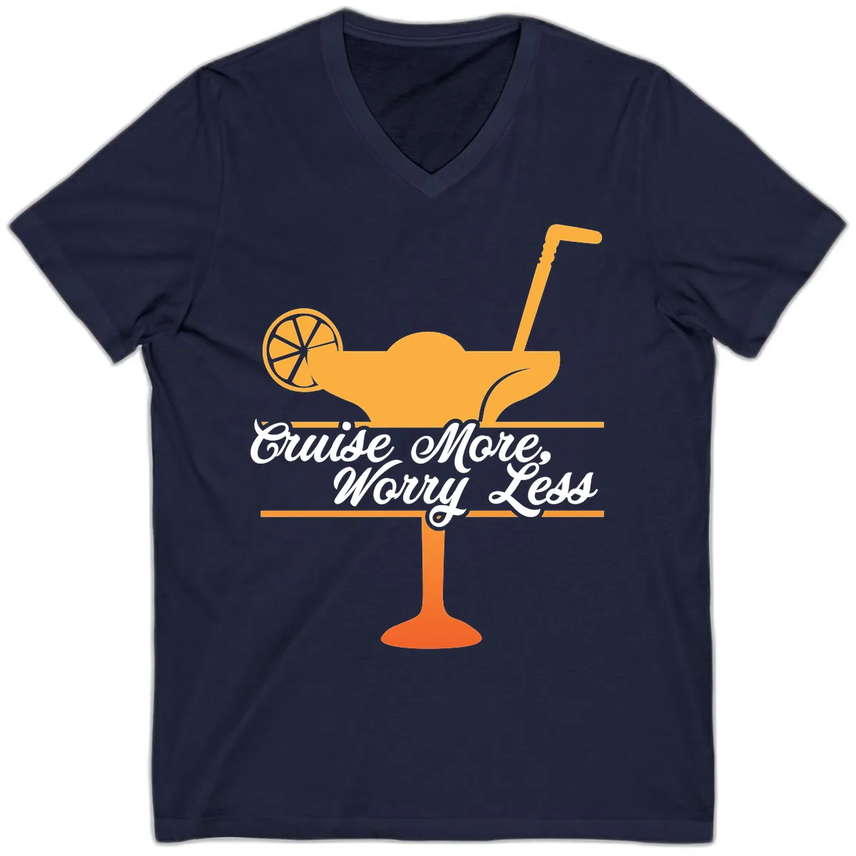 Cruise More, Worry Less V-Neck in Navy