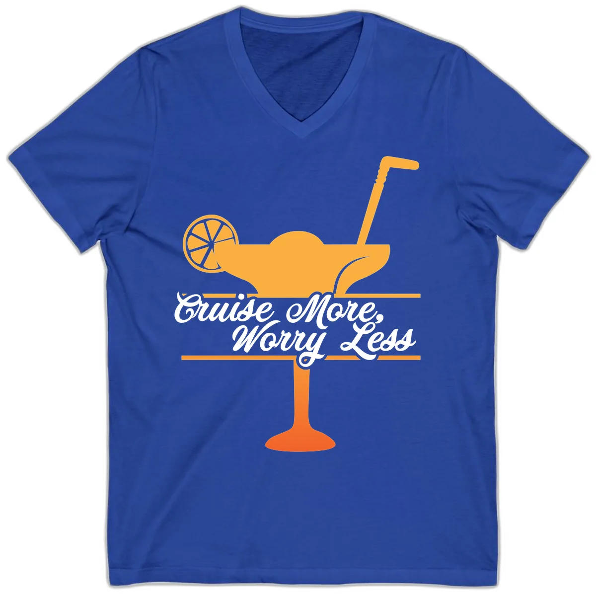 Cruise More, Worry Less V-Neck in True Royal