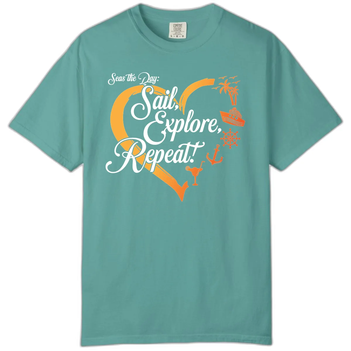 Seas The Day: Sail, Explore, Repeat Comfort Color in Seafoam