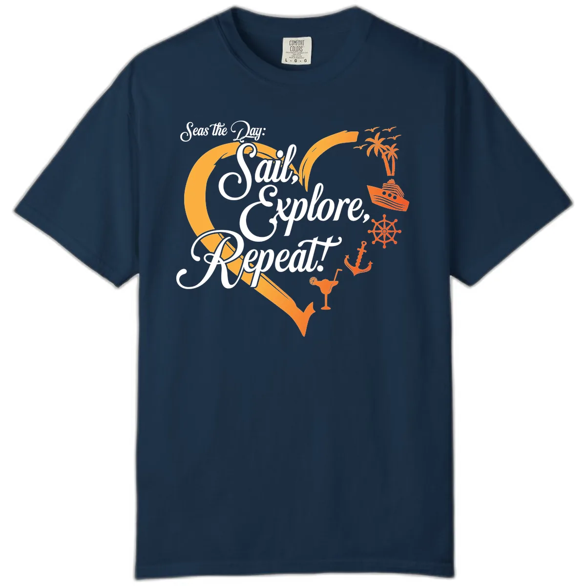 Seas The Day: Sail, Explore, Repeat Comfort Color in True Navy