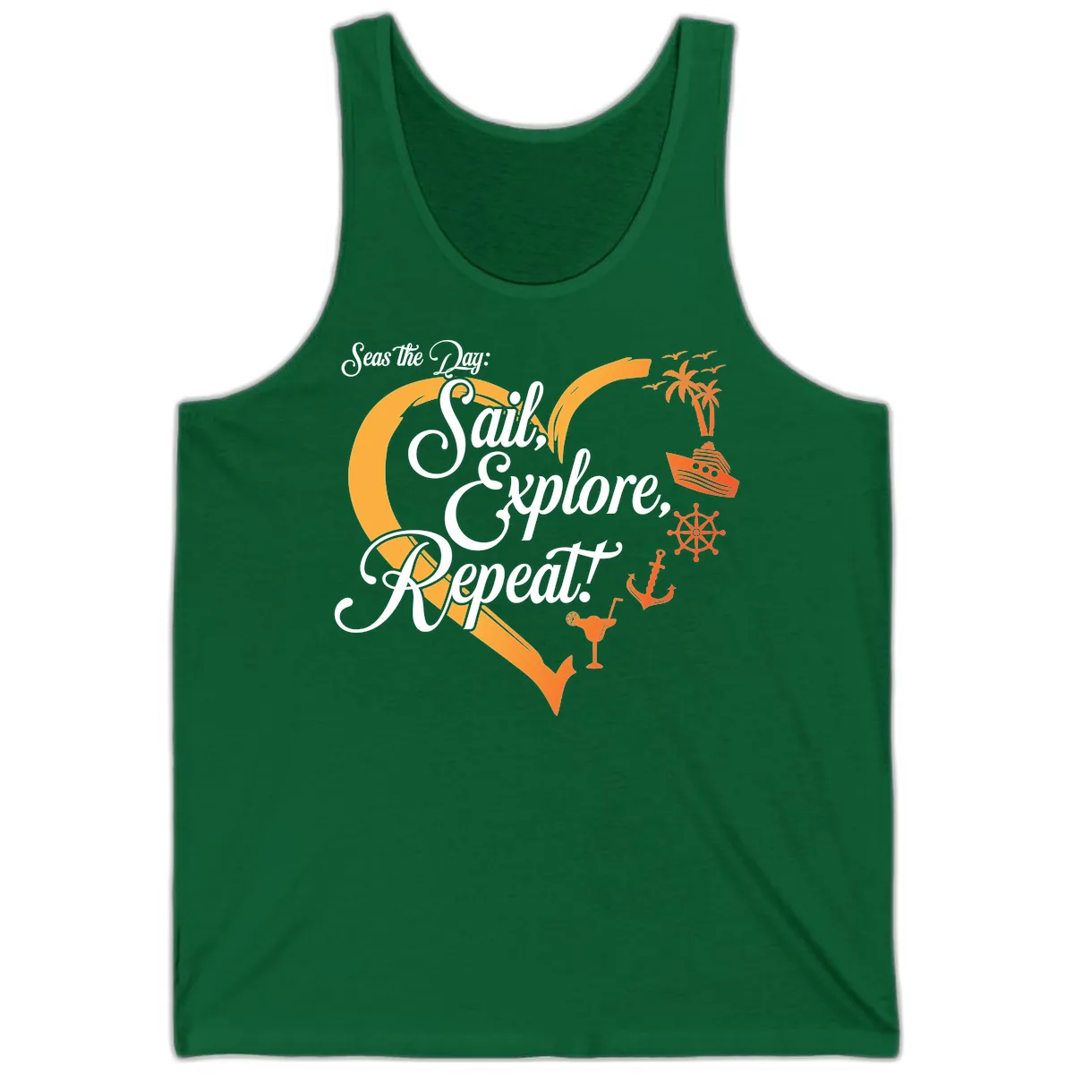 Seas The Day: Sail, Explore, Repeat Tank in Kelly