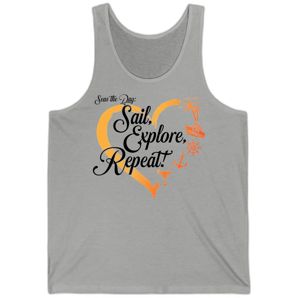Seas The Day: Sail, Explore, Repeat Tank in Athletic Heather