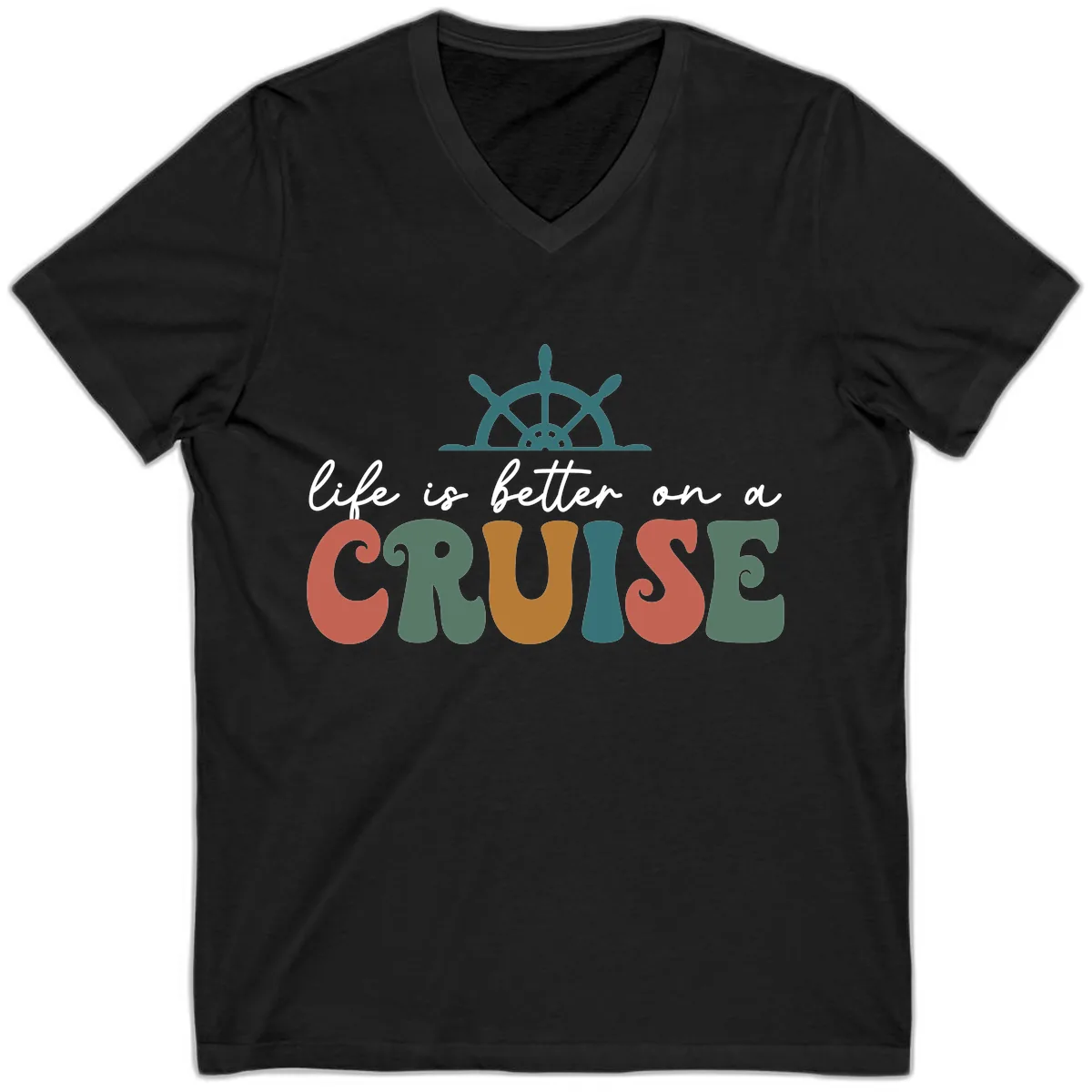 Life Is Better On A Cruise V-Neck in Black