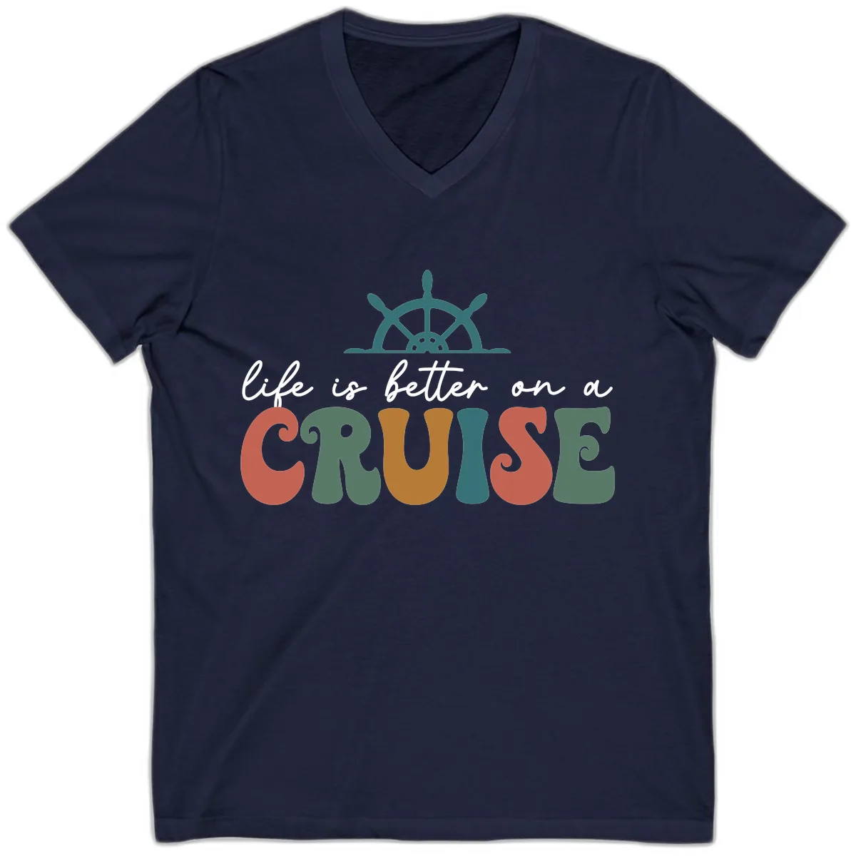 Life Is Better On A Cruise V-Neck in Navy