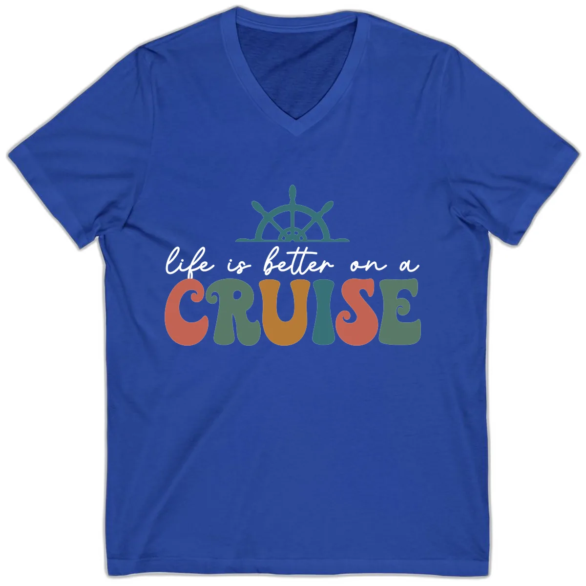 Life Is Better On A Cruise V-Neck in True Royal