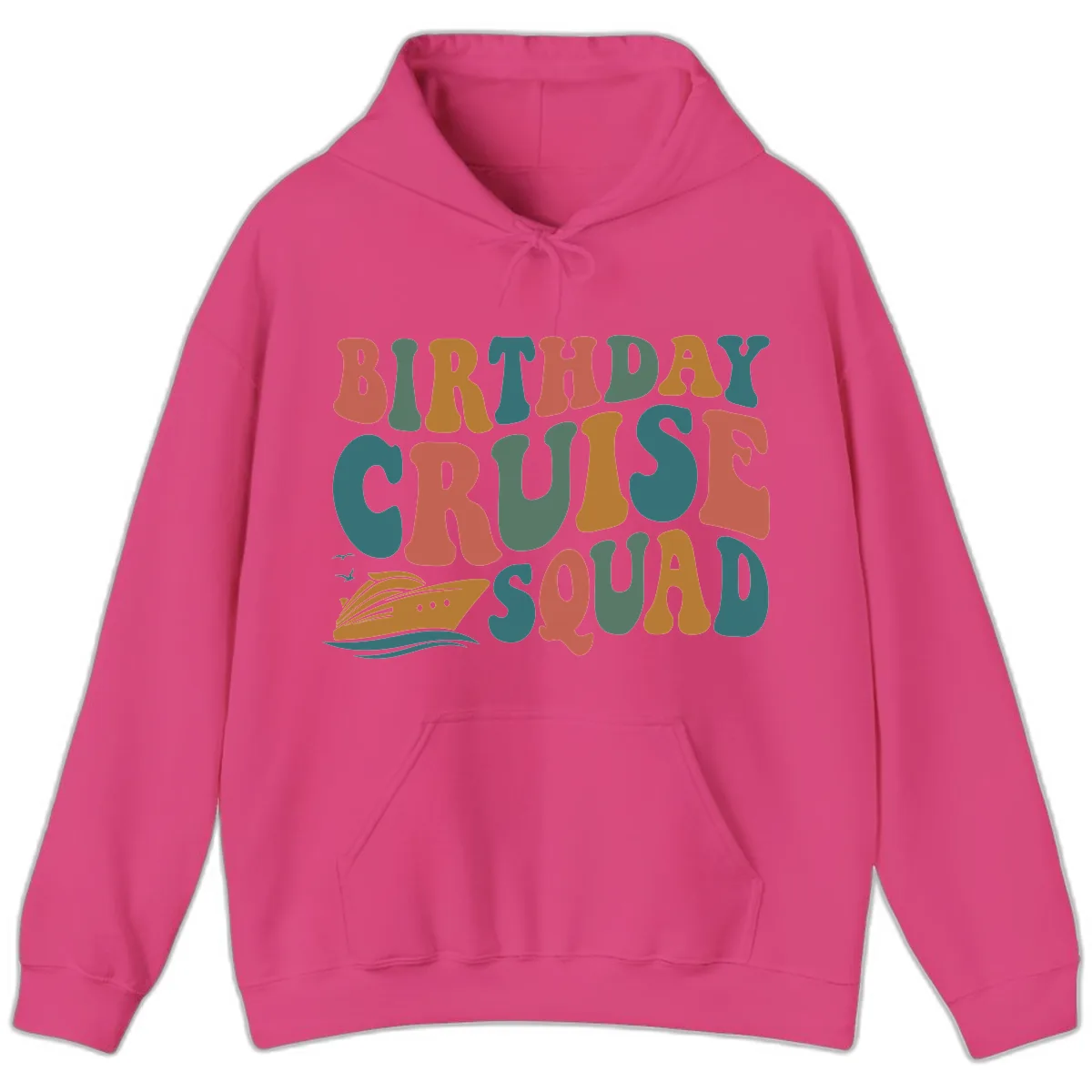 Birthday Cruise Squad Hoodie in Heliconia