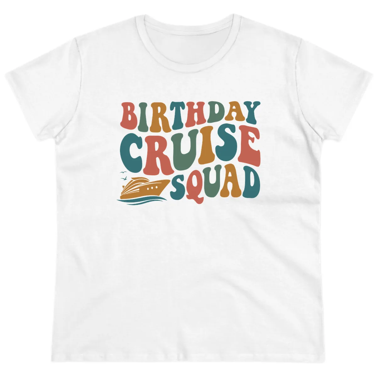 Birthday Cruise Squad Ladies Tee in White