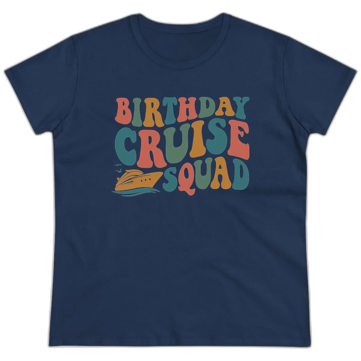 Birthday Cruise Squad Ladies Tee in Navy