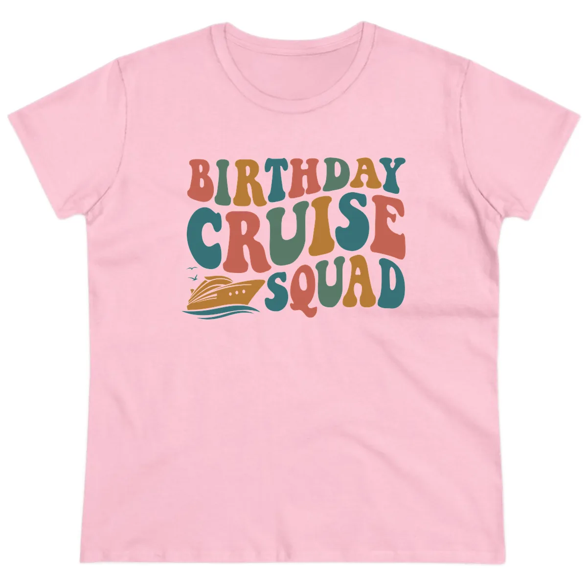 Birthday Cruise Squad Ladies Tee in Light Pink