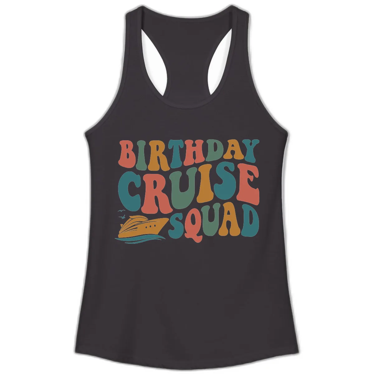 Birthday Cruise Squad Ladies Tank in Black