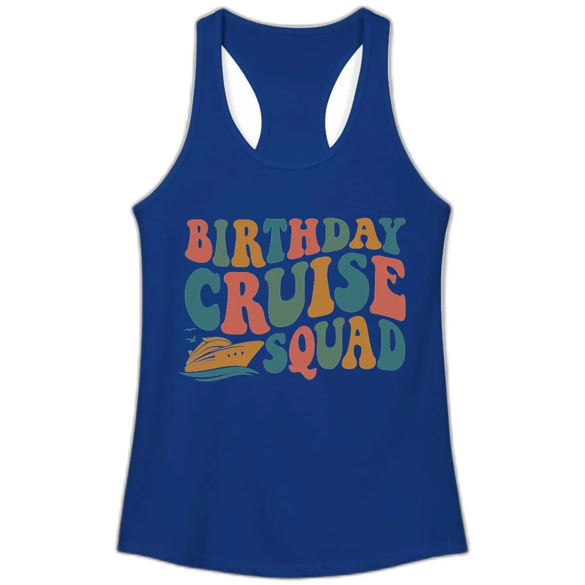 Birthday Cruise Squad Ladies Tank in Solid Royal