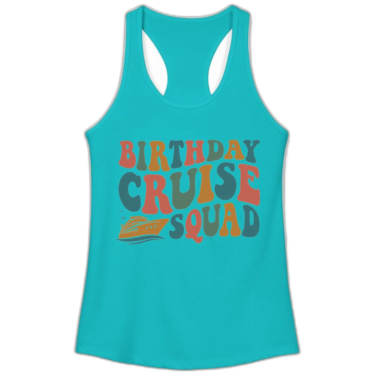 Birthday Cruise Squad Ladies Tank in Tahiti Blue