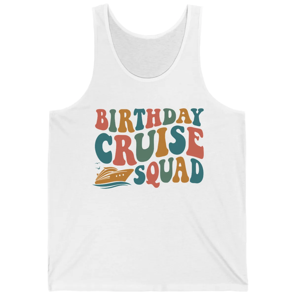 Birthday Cruise Squad Tank in White