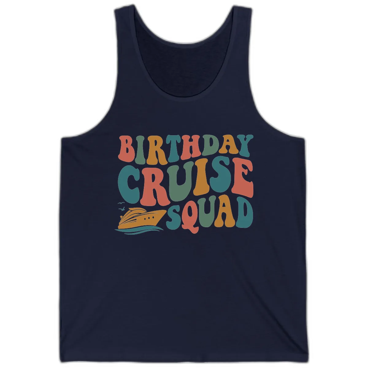 Birthday Cruise Squad Tank in Navy