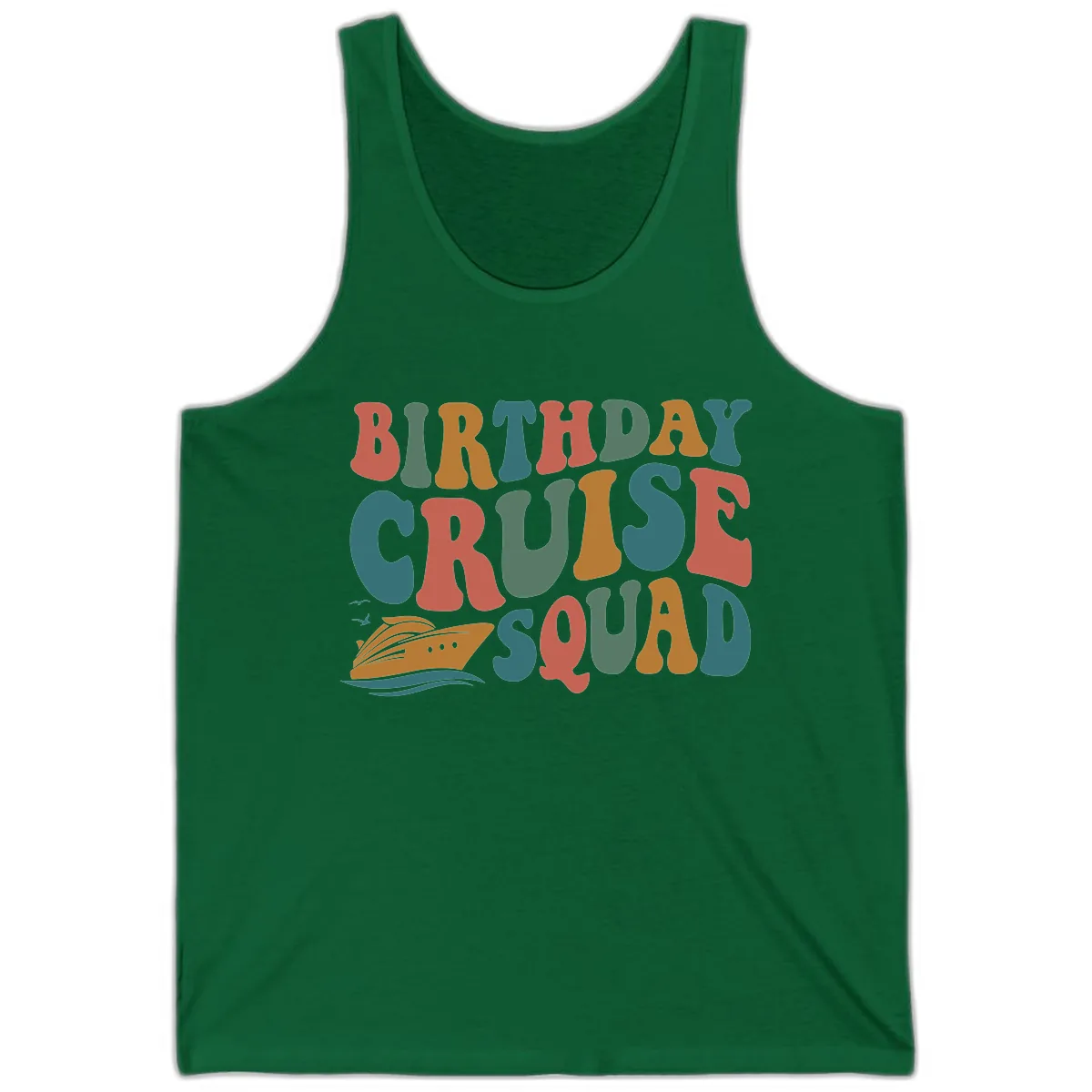 Birthday Cruise Squad Tank in Kelly