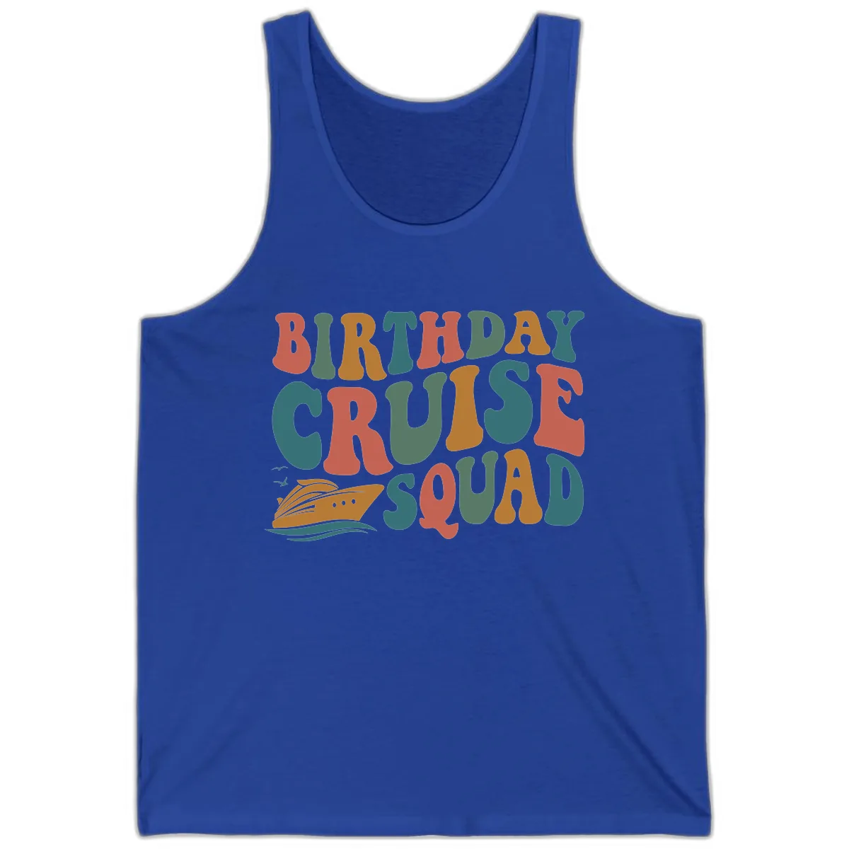 Birthday Cruise Squad Tank in True Royal