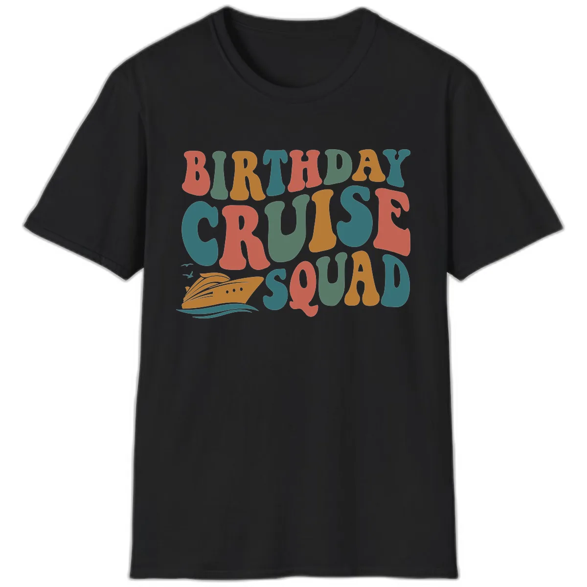 Birthday Cruise Squad T-Shirt in Black